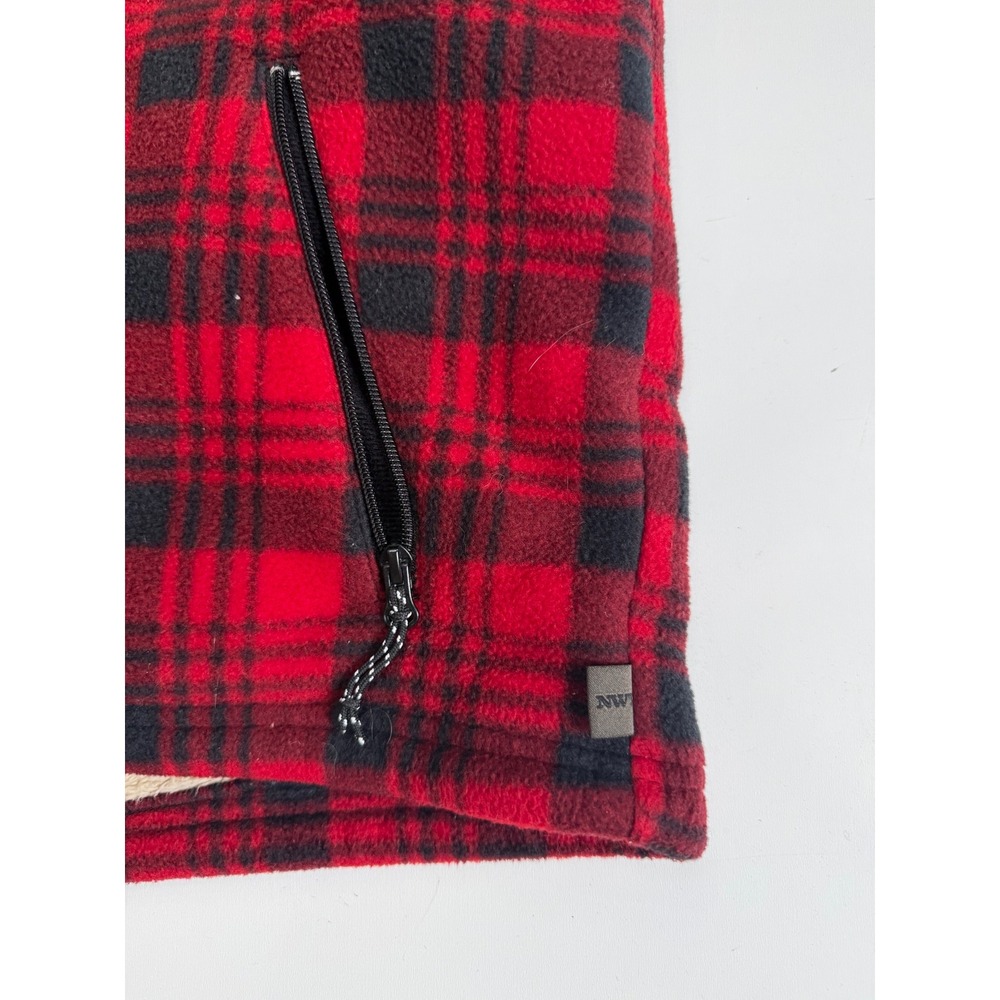 Northwest Territory Mens Red Black Plaid Sherpa Lined Fleece Jacket Size M - Picture 2 of 6